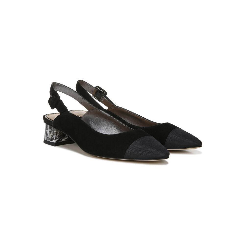 SAM EDELMAN NWOT/NWOB Sadira Black Cap Toe Sling Back Heels Size 9 Quiet Luxury